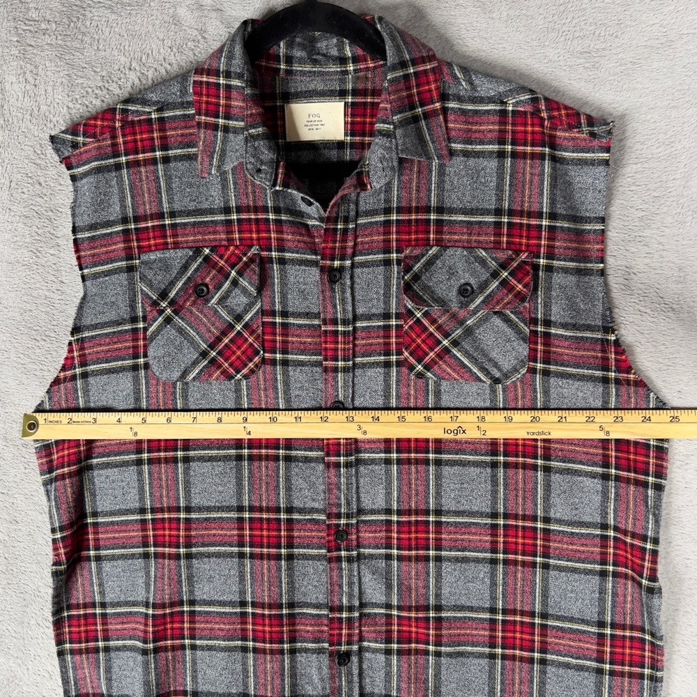 Fear Of God FOG Collection Two Sleeveless Flannel Button Up Shirt Men's Small - Picture 8 of 10